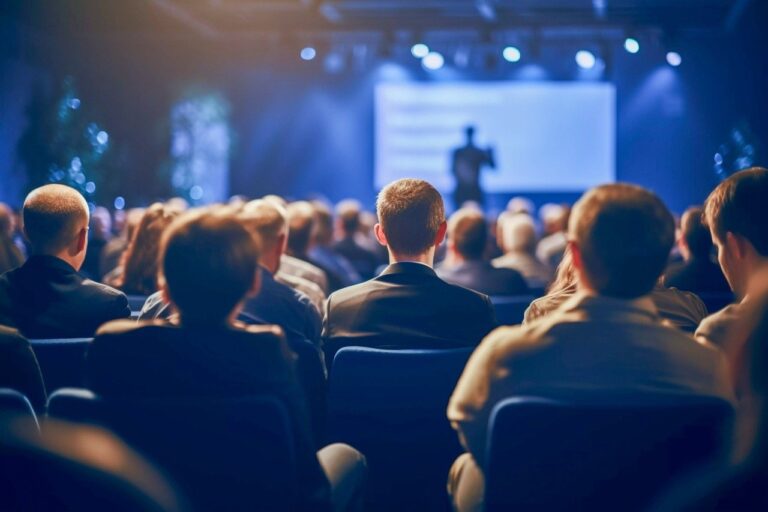 Plateia assistindo a uma palestra em um simpósio
