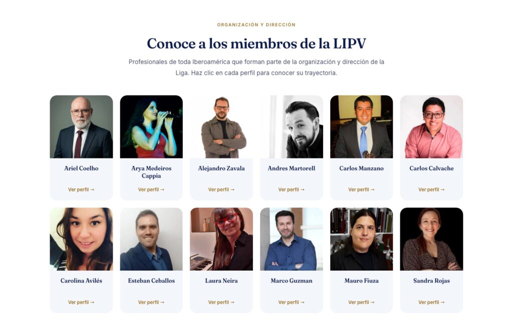 Seção de membros da LIPV