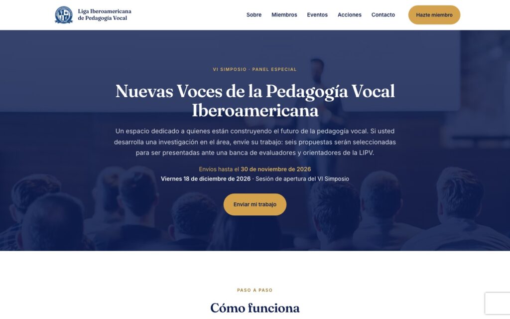 Landing page Nuevas Voces da LIPV