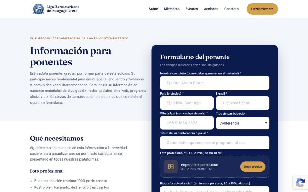 Formulário para palestrantes do VI Simpósio