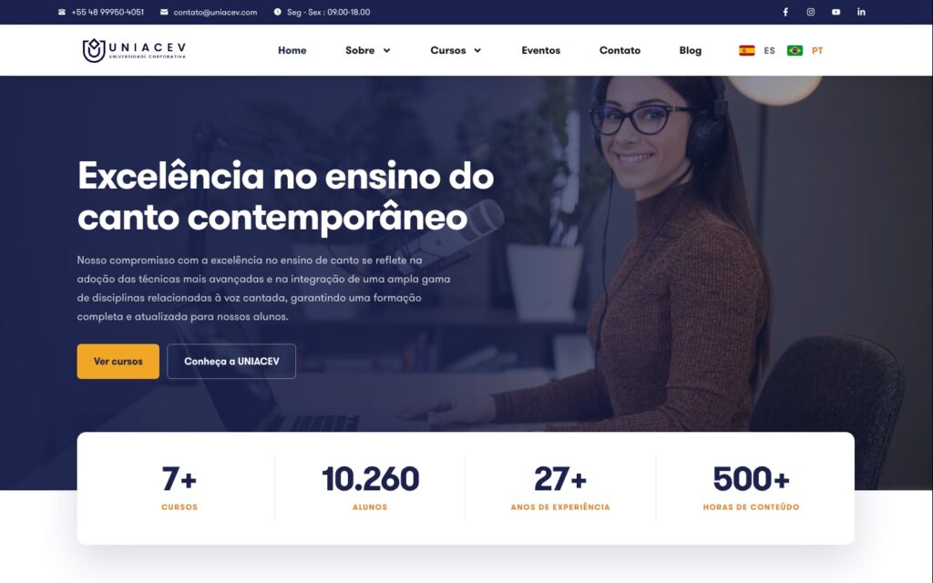 Página inicial do site da UNIACEV